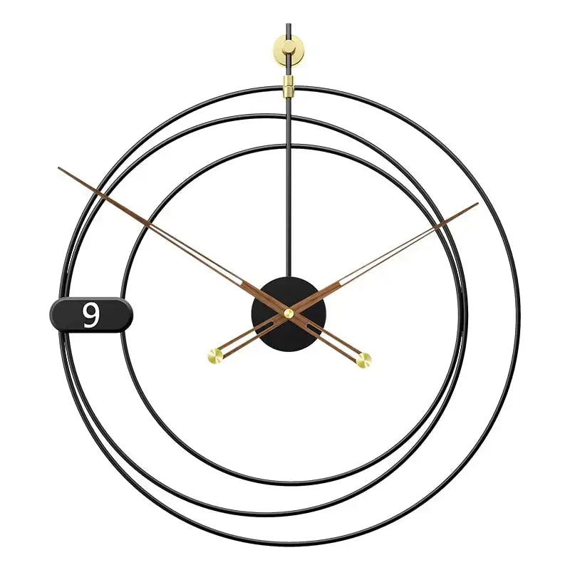 Minimalist Black and Gold Wall Clock - 53 x 58 cm - wall clock