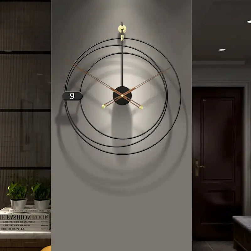 Minimalist Black and Gold Wall Clock - 62 x 68 cm - wall clock
