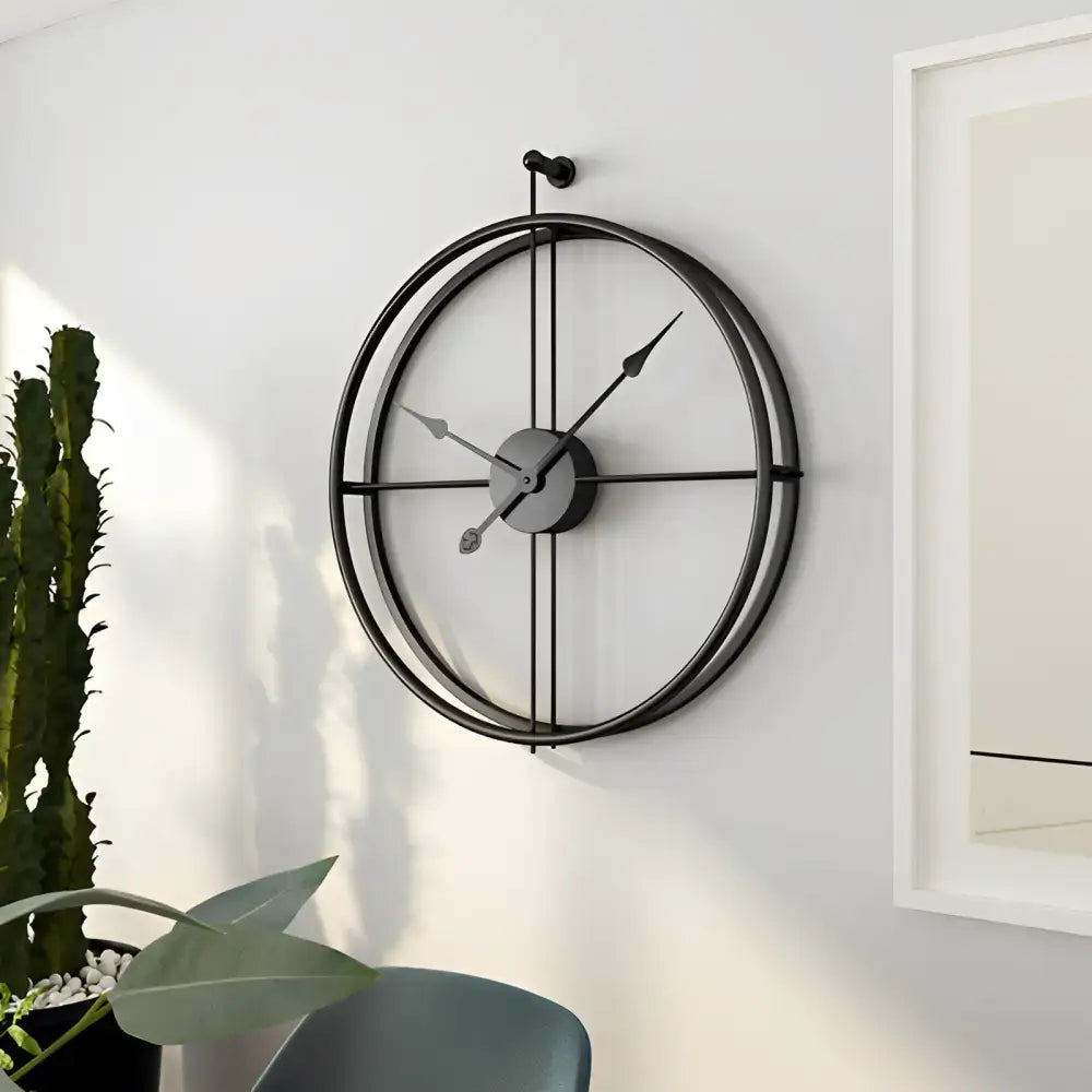 Minimalist Black Frame Clock Design - noir aiguilles noir - wall clock