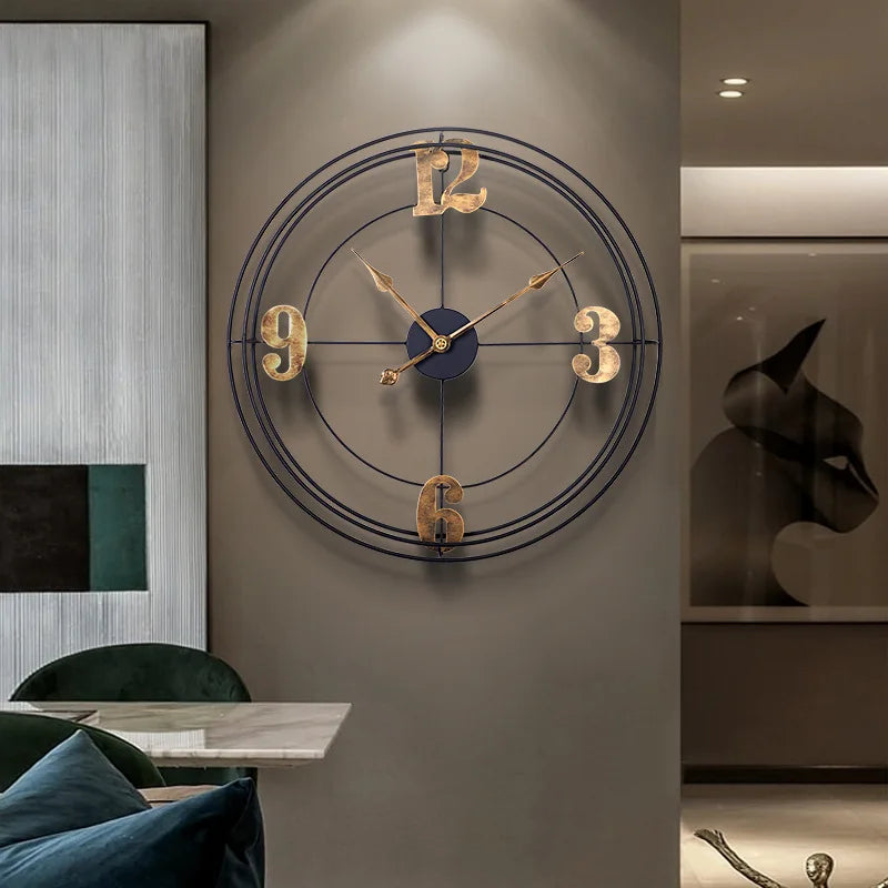 Minimalist Black & Gold Industrial Wall Clock