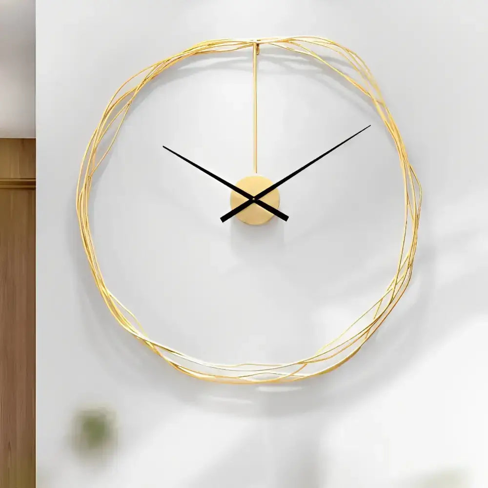 Minimalist Gold Wire Wall Clock - wall clock