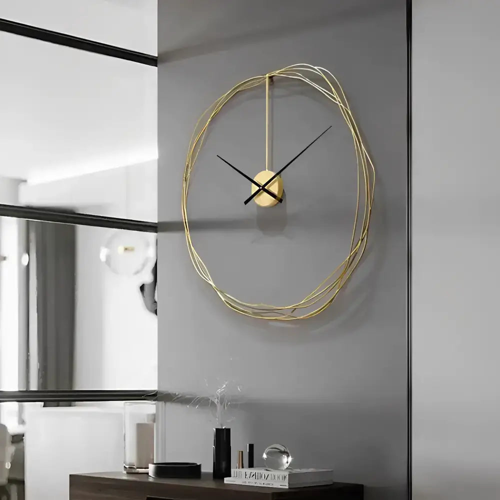 Minimalist Gold Wire Wall Clock - wall clock