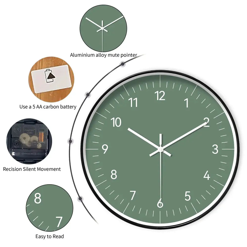 Minimalist Green Wall Clock