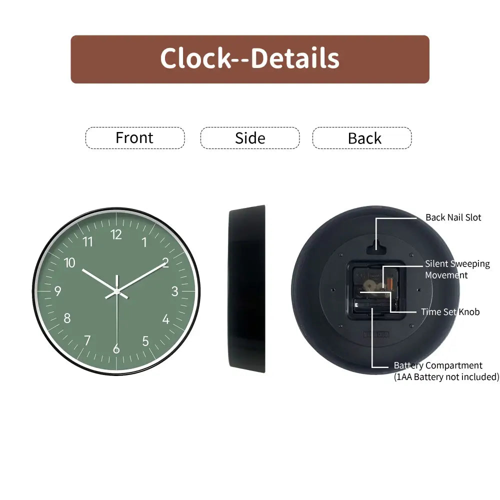 Minimalist Green Wall Clock