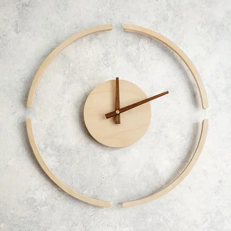 Minimalist Open-Frame Wooden Wall Clock - wall clock