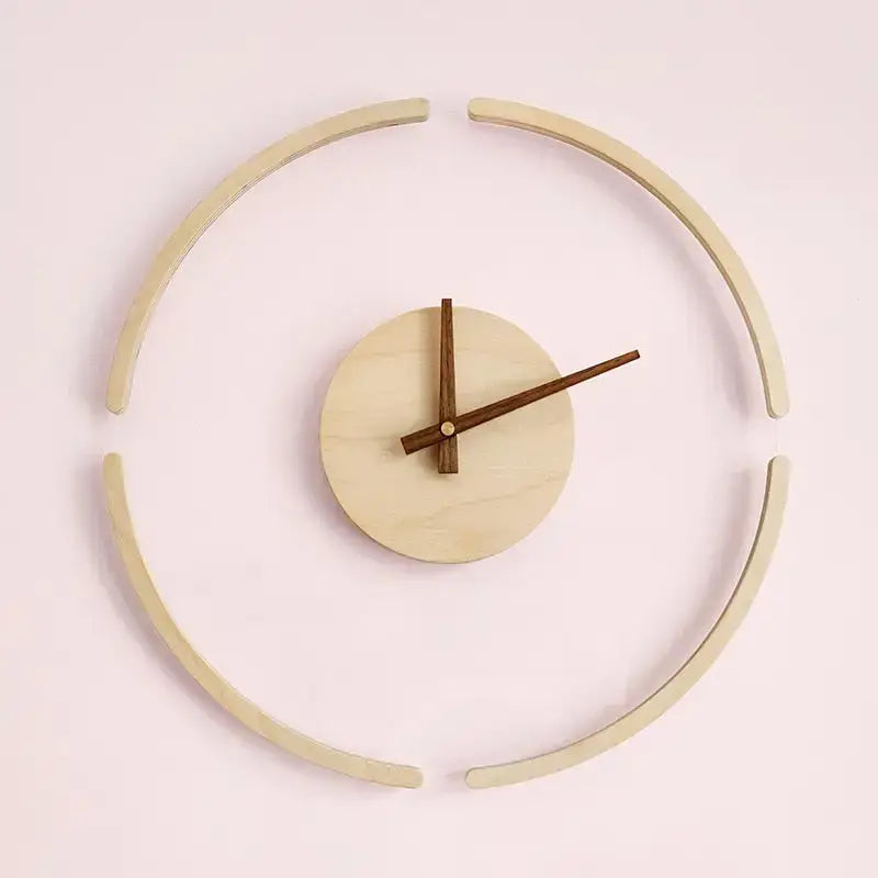Minimalist Open-Frame Wooden Wall Clock - wall clock