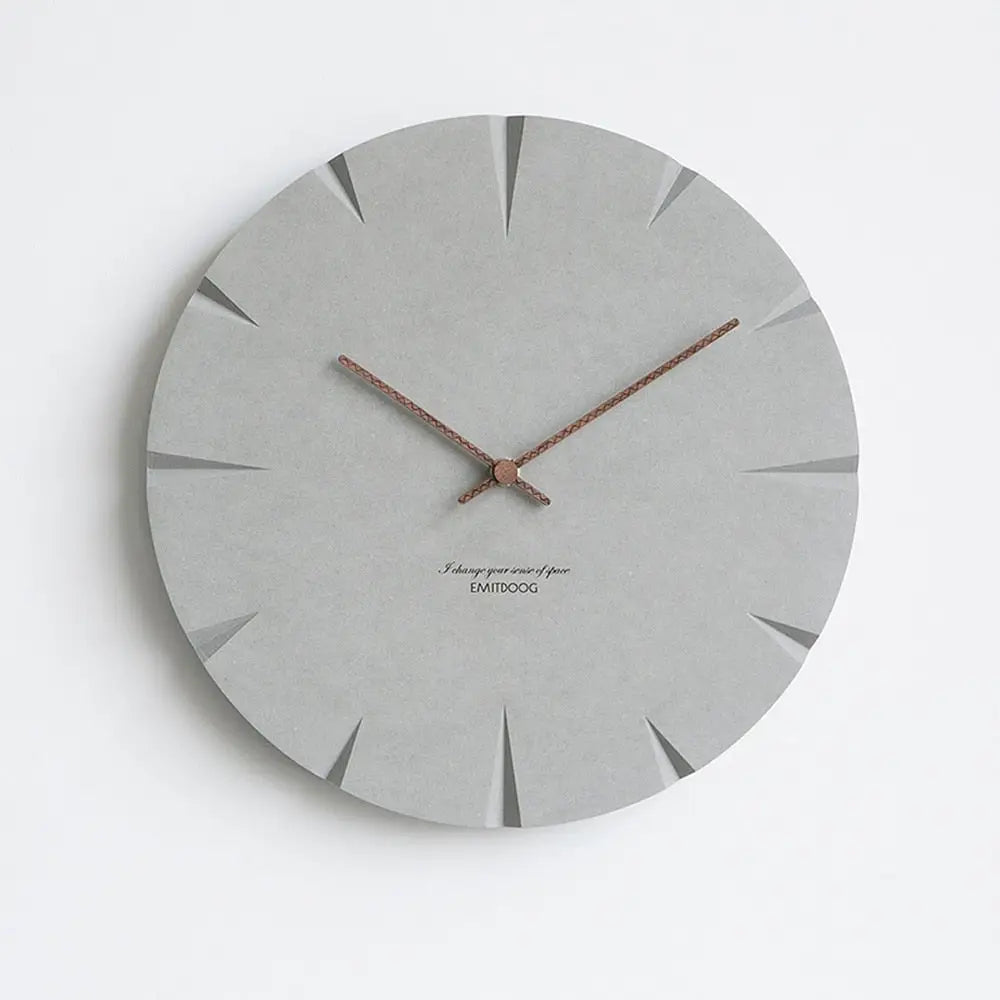 Close-up of rust-free metal hands on a natural wood clock face