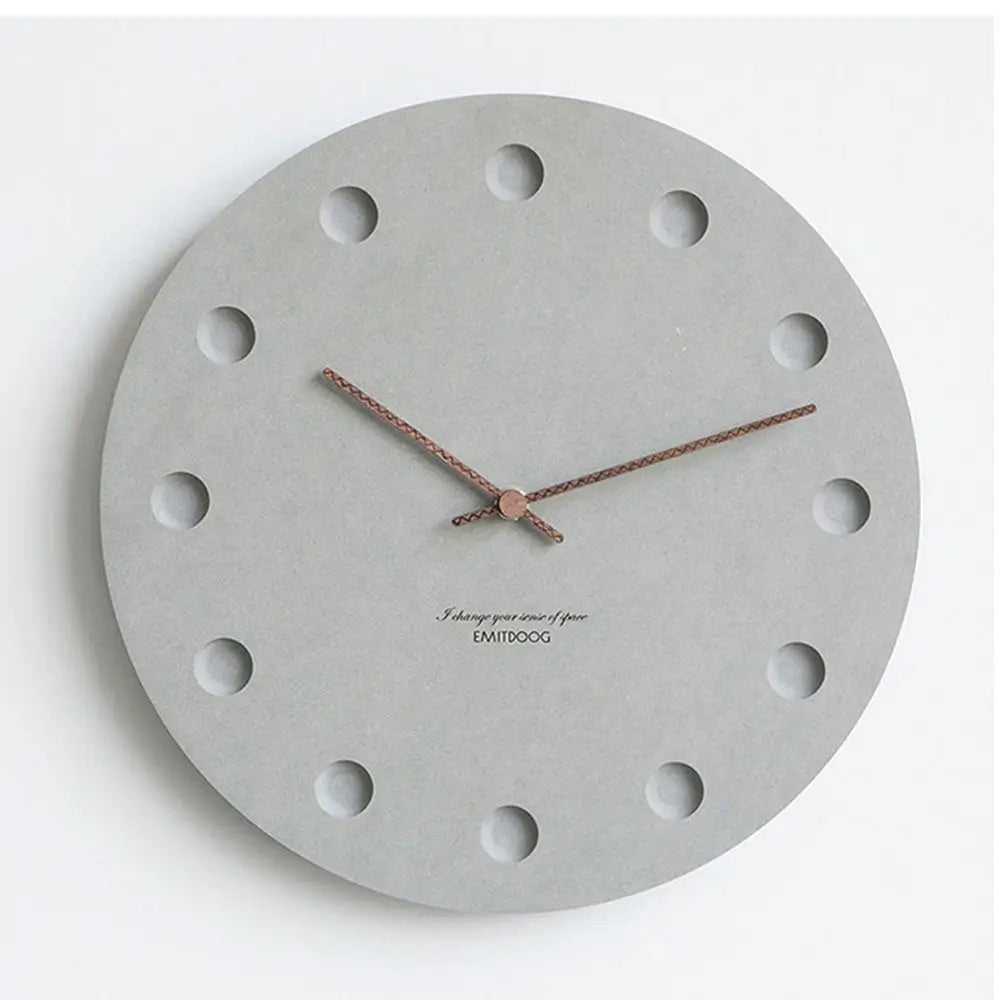 Wooden wall clock 12 inch shown in a Scandinavian kitchen setting