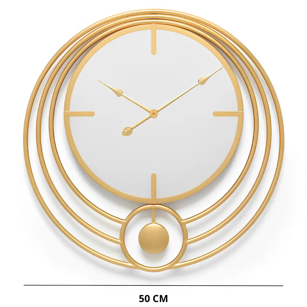 Mirror Circle Wall Clock - Modern Metal Design 50 cm