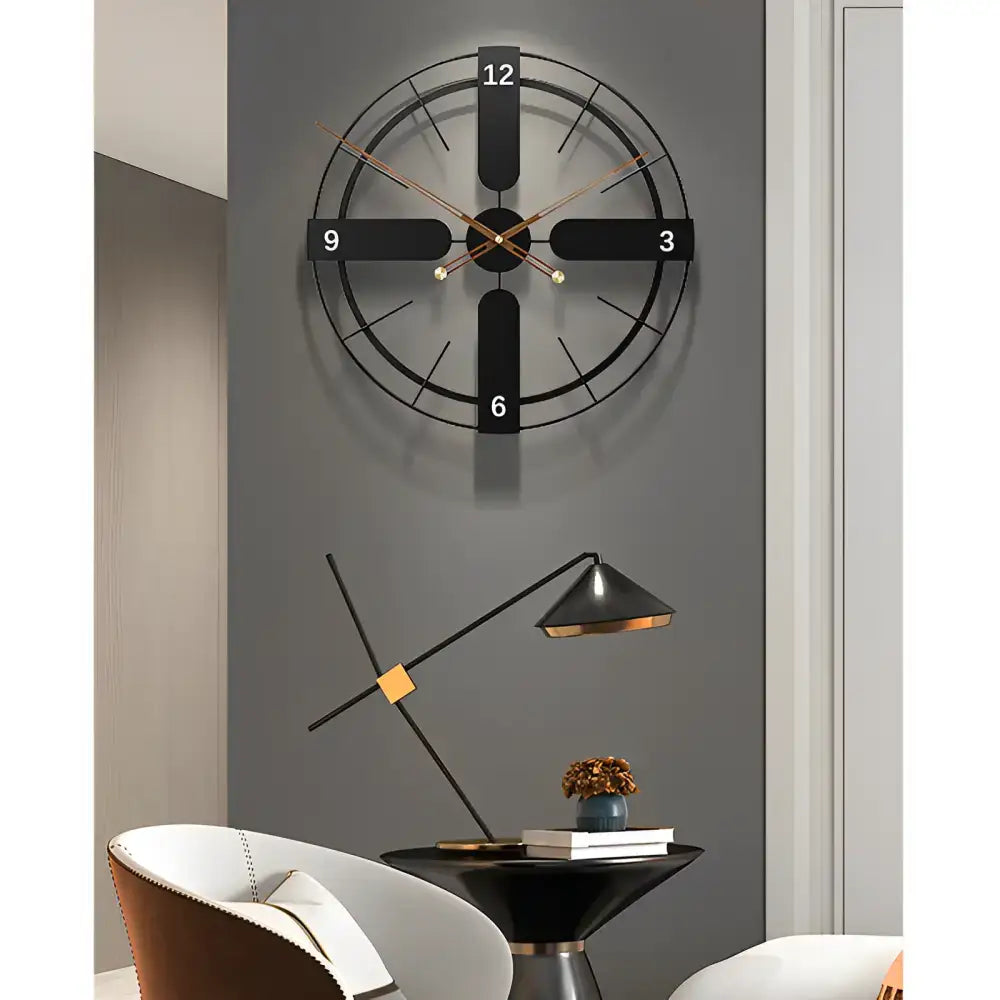 Modern Black and Gold Wall Clock - wall clock