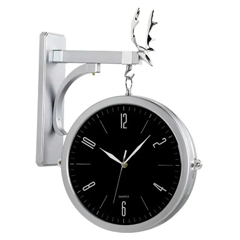 Modern Double-Sided Clock - Style Argent Noir - wall clock