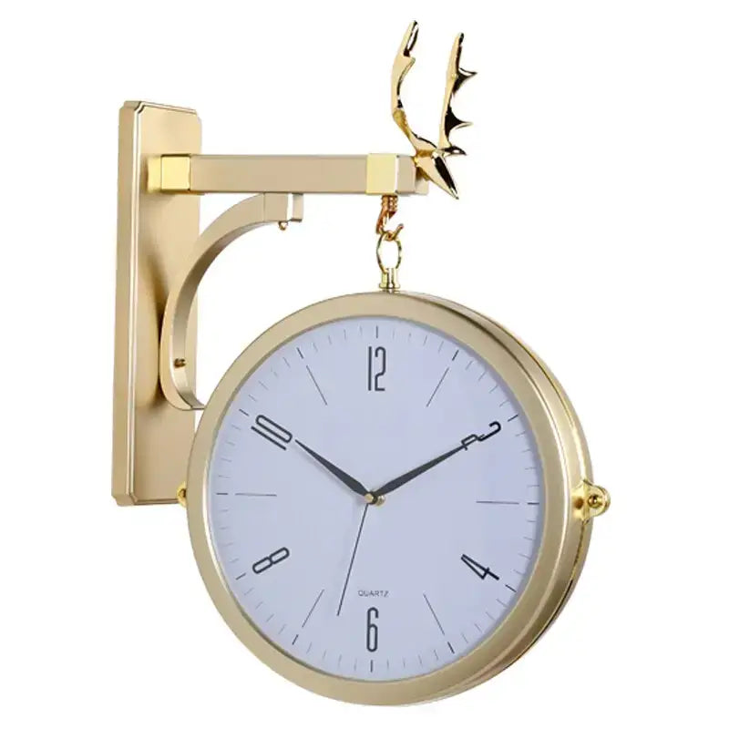 Modern Double-Sided Clock - Style Or Blanc - wall clock