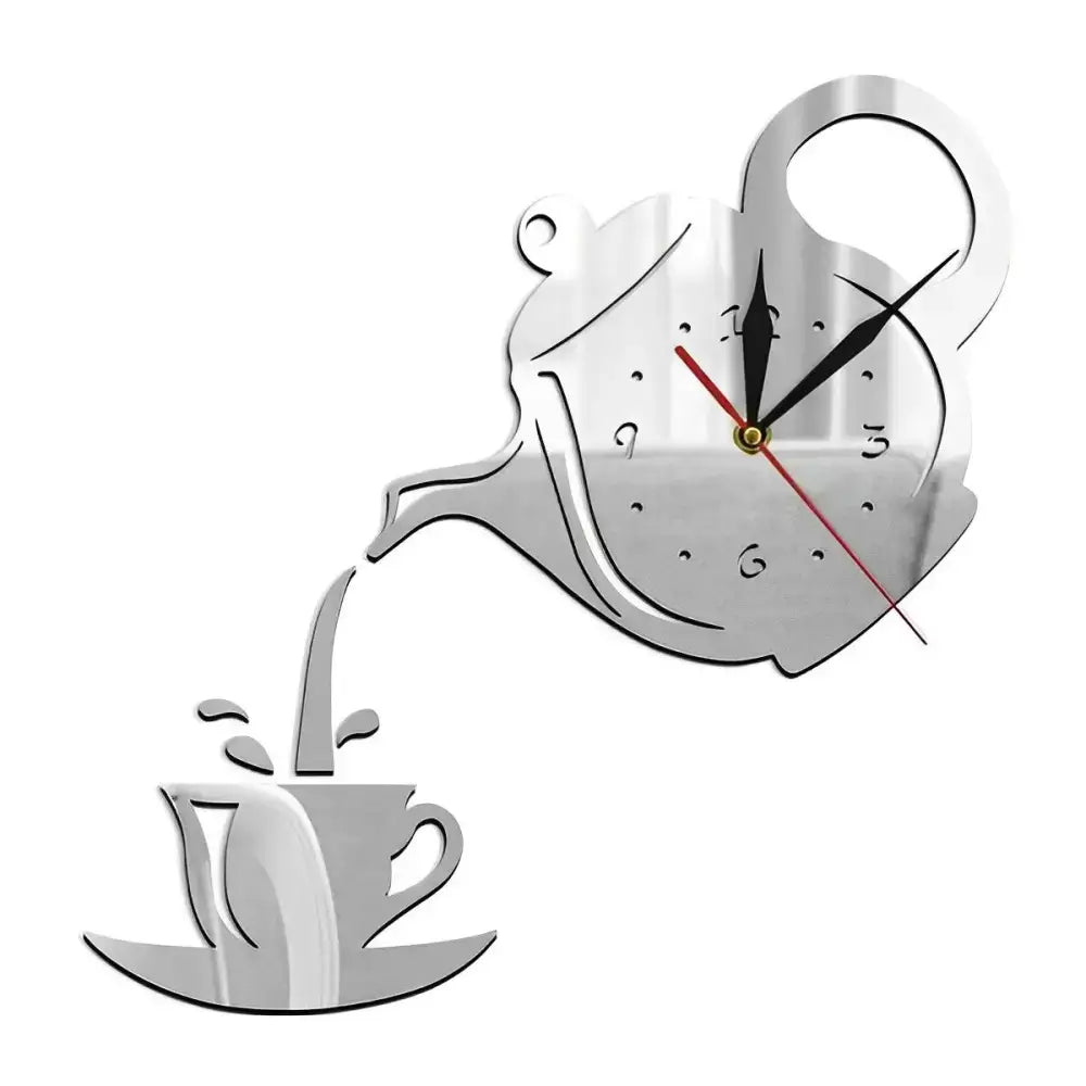 Modern Kitchen Teapot Clock - argent - wall clock