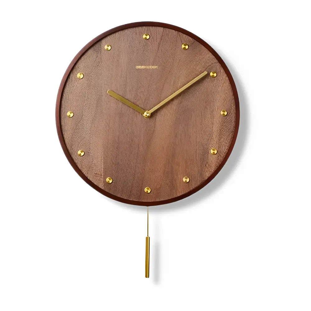Modern Pendulum Wall Clock - Japanese-Style Bamboo Wood, 12 in