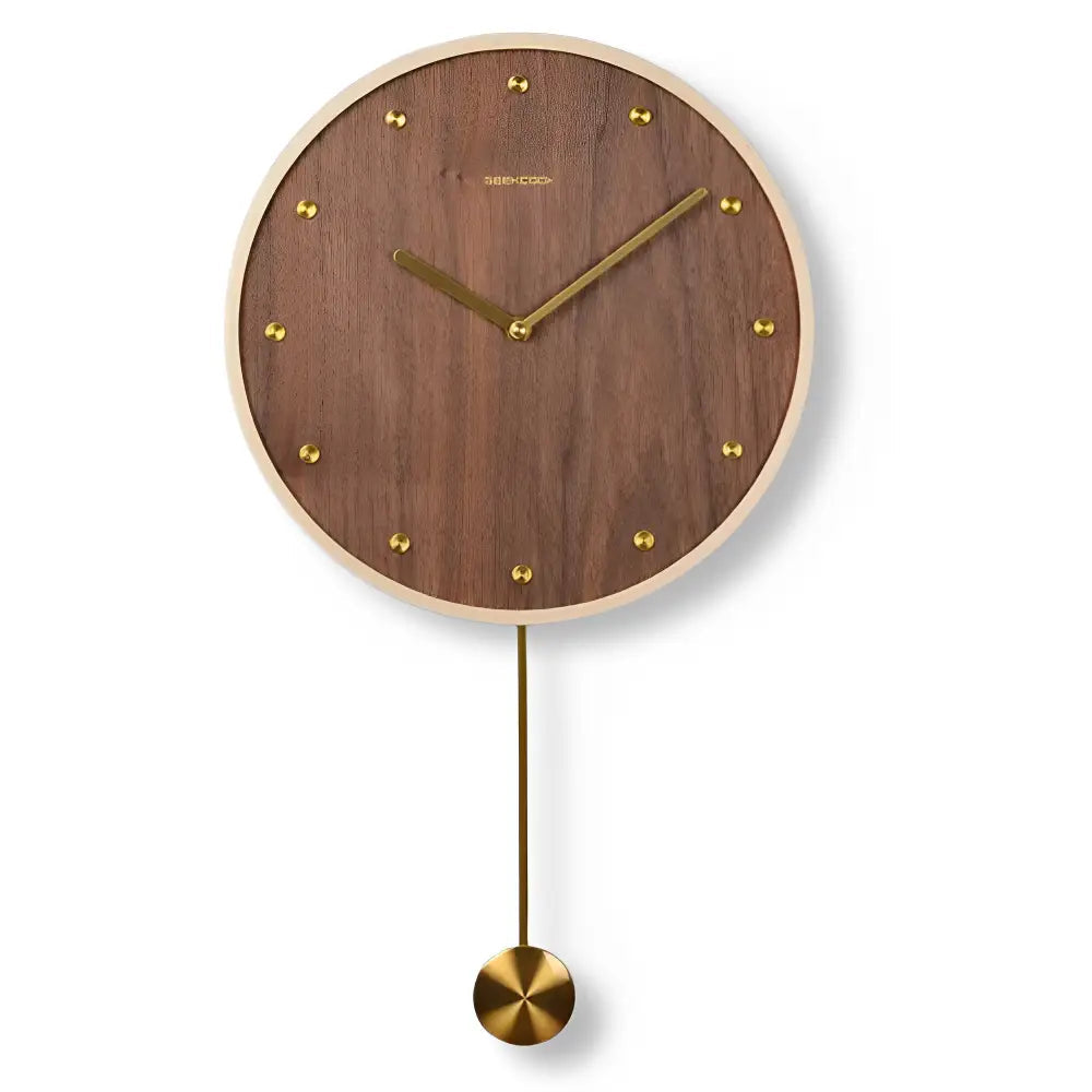 Modern Pendulum Wall Clock - Japanese-Style Bamboo Wood, 12 in
