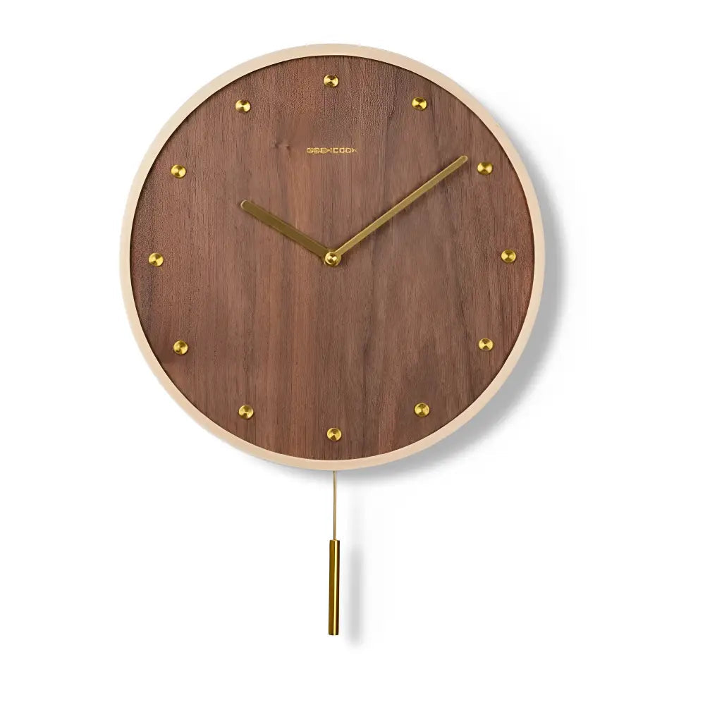 Modern Pendulum Wall Clock - Japanese-Style Bamboo Wood, 12 in