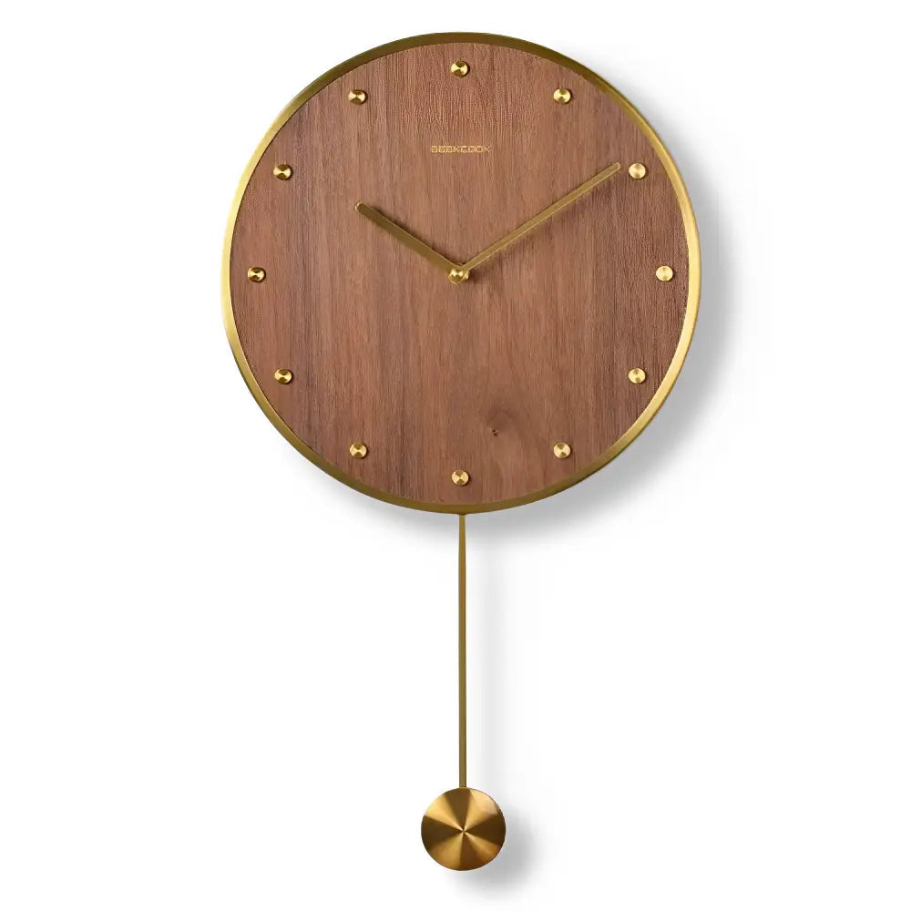 Modern Pendulum Wall Clock - Japanese-Style Bamboo Wood, 12 in