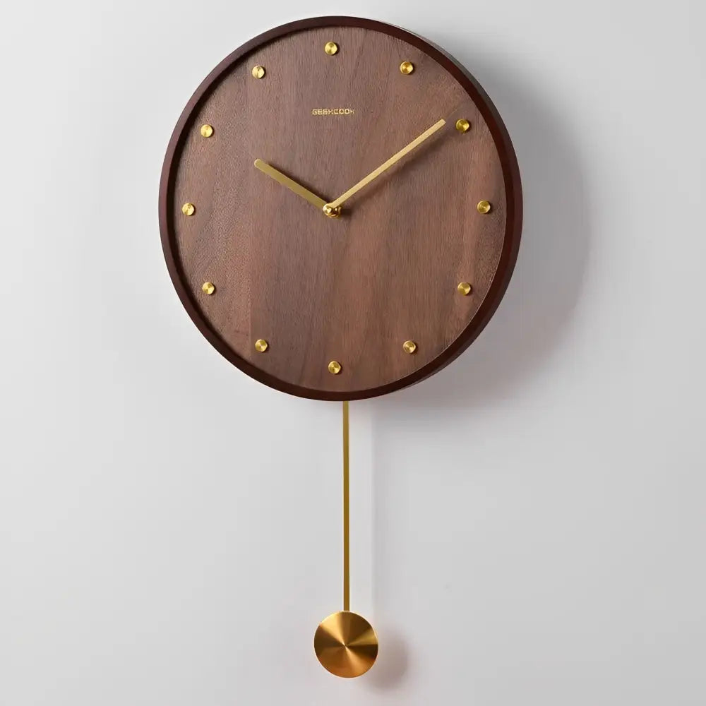 Battery-operated analog bamboo wall clock, side profile view