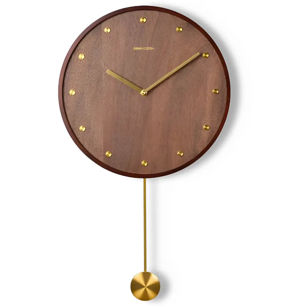 30 cm bamboo pendulum clock on a white interior wall