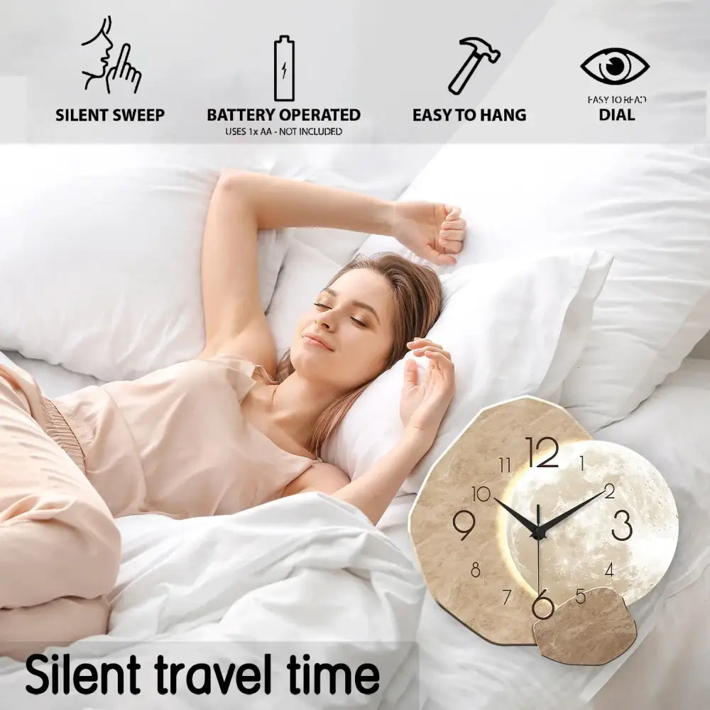 Modern Silent Moon Wall Clock