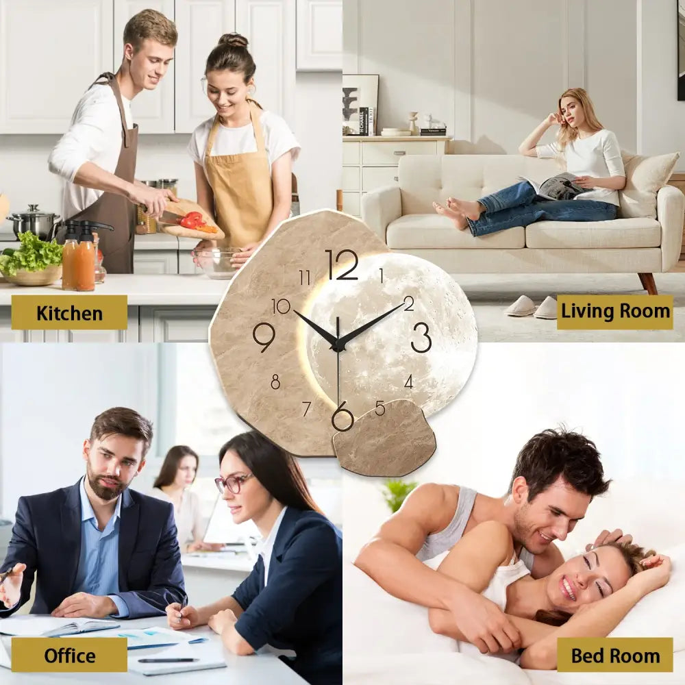 Modern Silent Moon Wall Clock