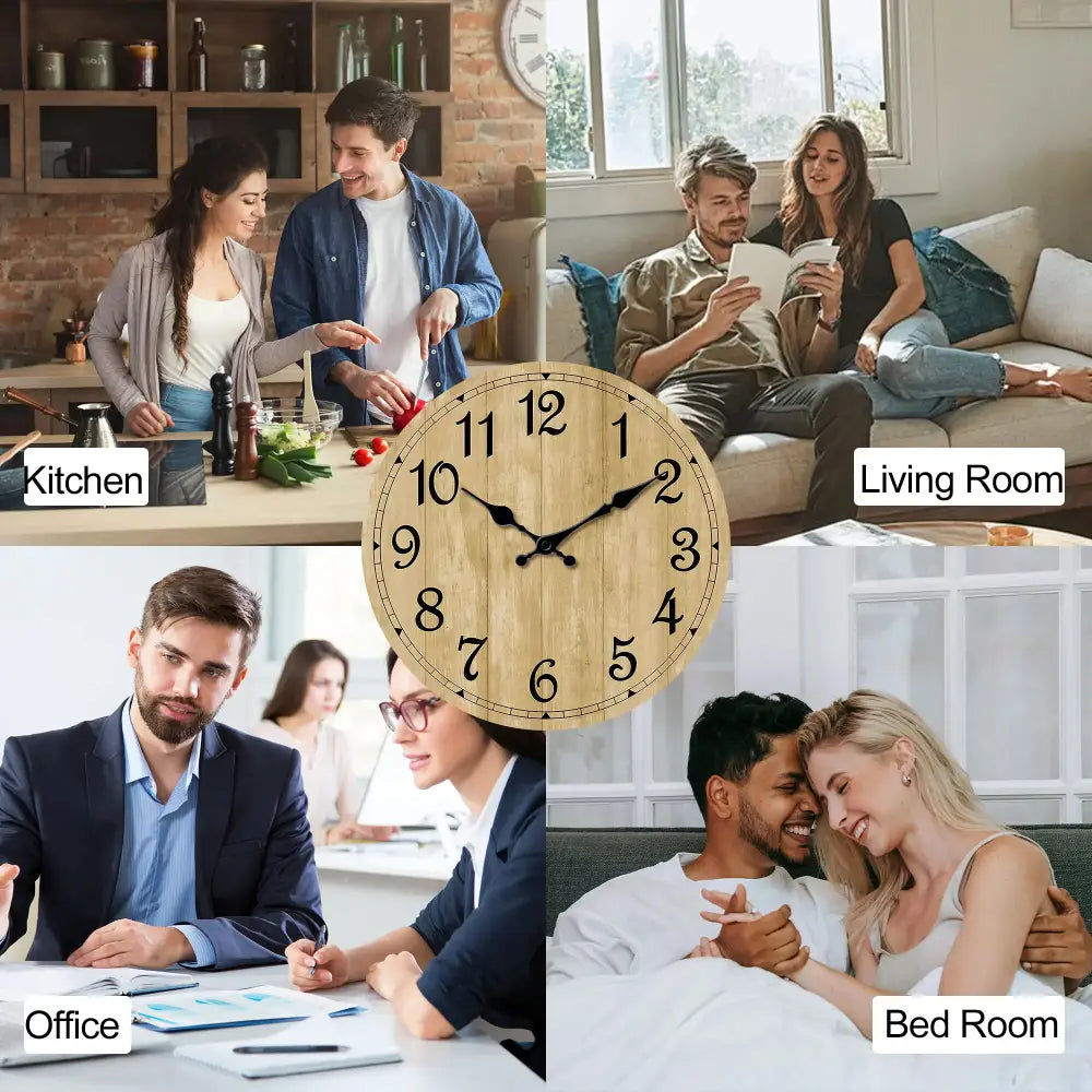 Modern Silent Quartz Wooden Wall Clock