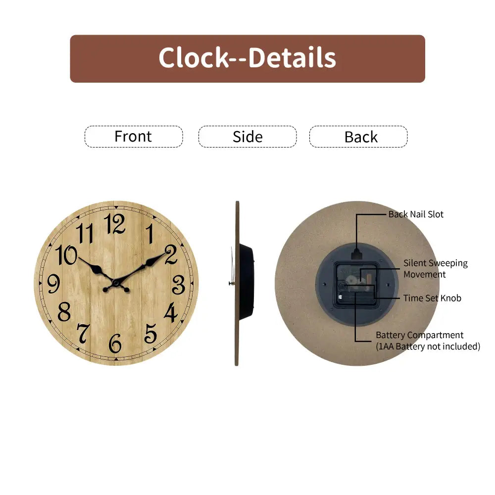 Modern Silent Quartz Wooden Wall Clock