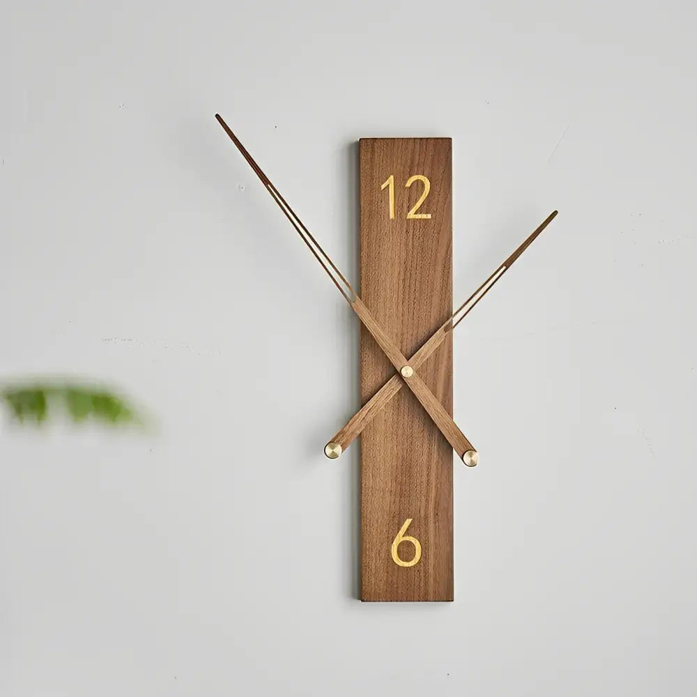 Solid wood wall clock displayed in a modern living room