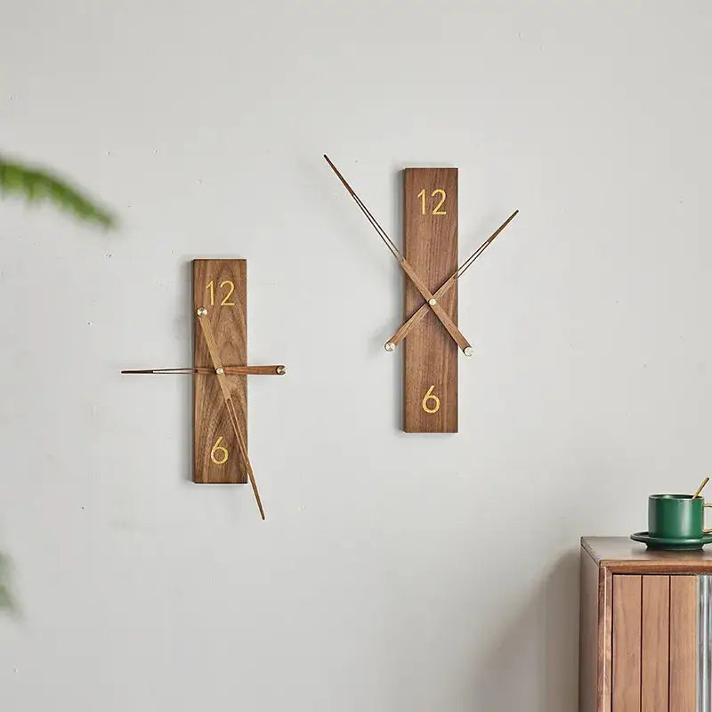 Modern Solid Wood Wall Clock - Natural Log Design