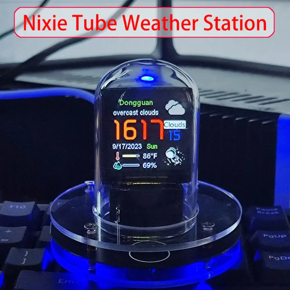 Nixie Tube Clock Weather Display Station - wall clock