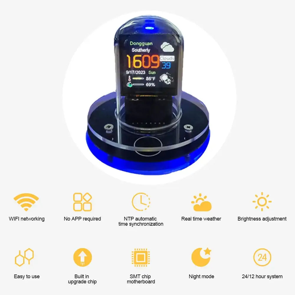 Nixie Tube Clock Weather Display Station - wall clock