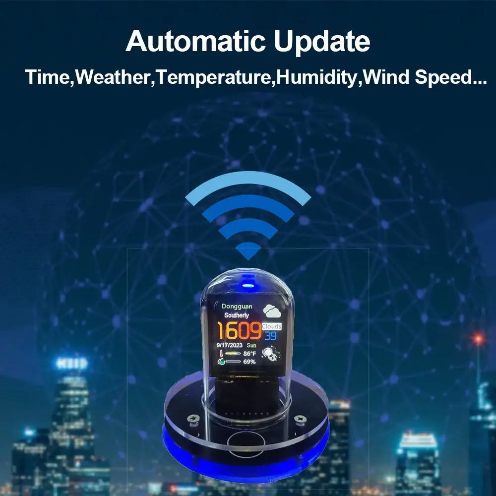 Nixie Tube Clock Weather Display Station - wall clock