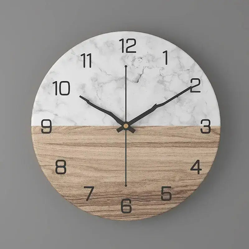 Nordic Marble Wood Wall Clock - wall clock