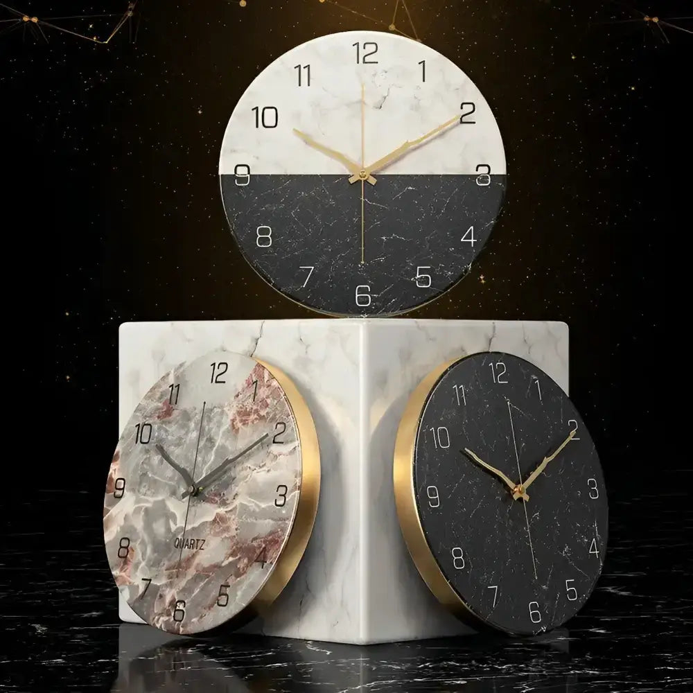Nordic Marble Wood Wall Clock - wall clock