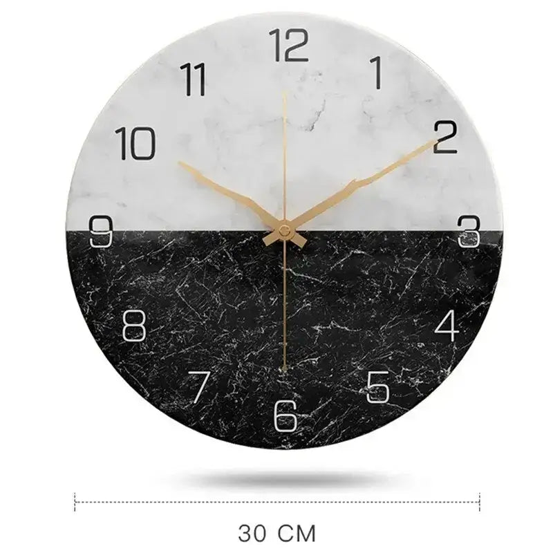 Nordic Marble Wood Wall Clock - Blanc et Noir - wall clock