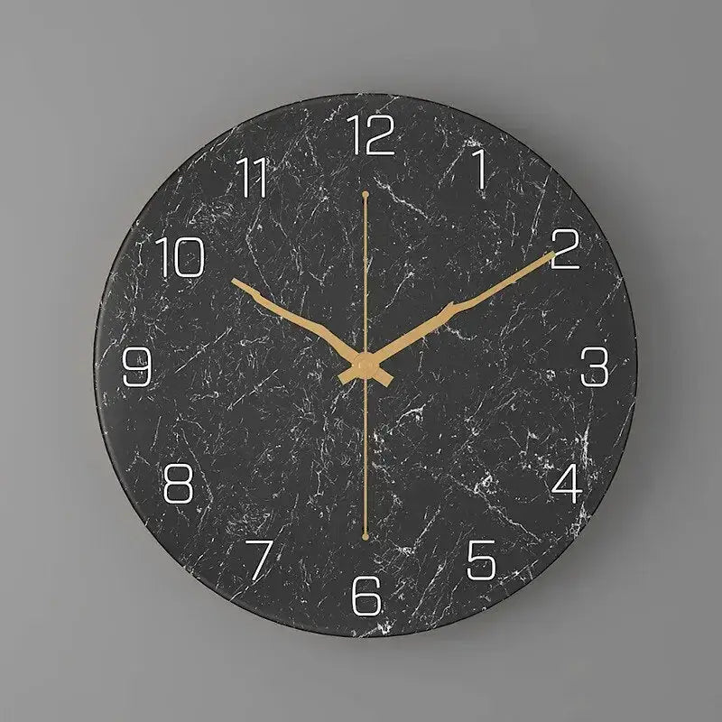 Nordic Marble Wood Wall Clock - Noir - wall clock
