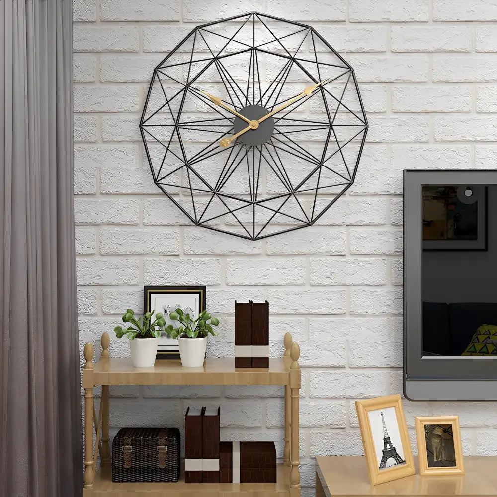 Silent quartz Nordic wall clock 50 cm hanging in modern living room
