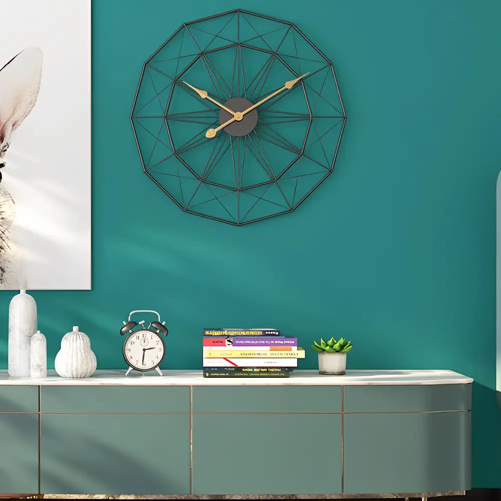 Four color variants of the Nordic metal wall clock side by side