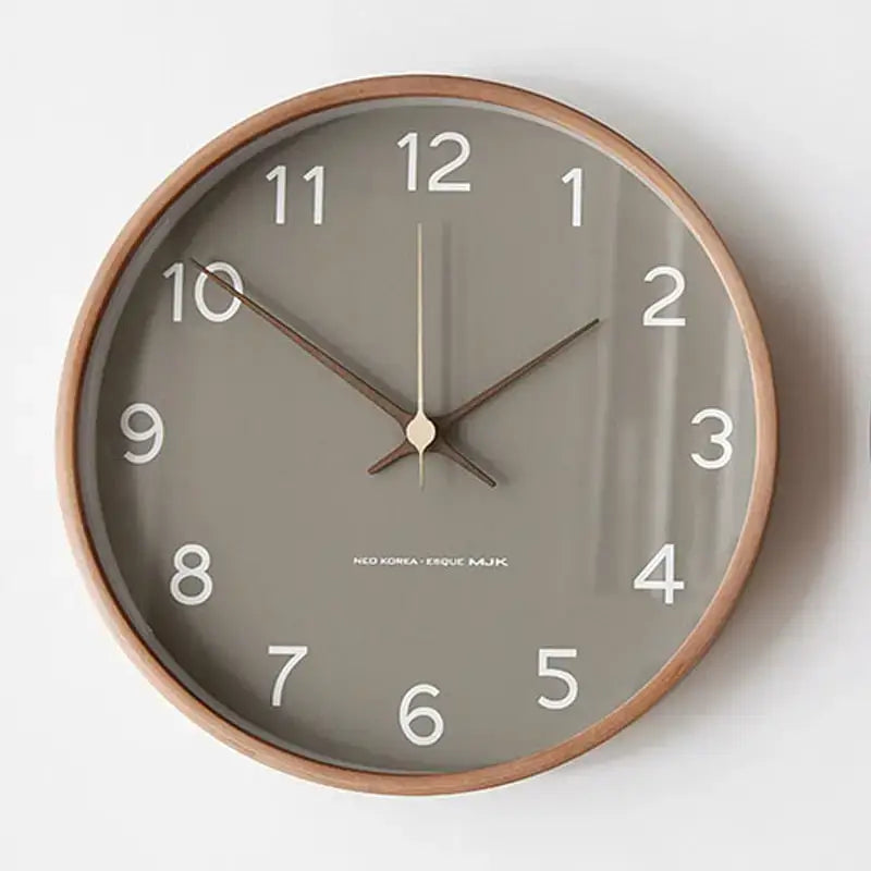 Nordic Minimalist Wooden Wall Clock - gris / 25 cm - wall clock