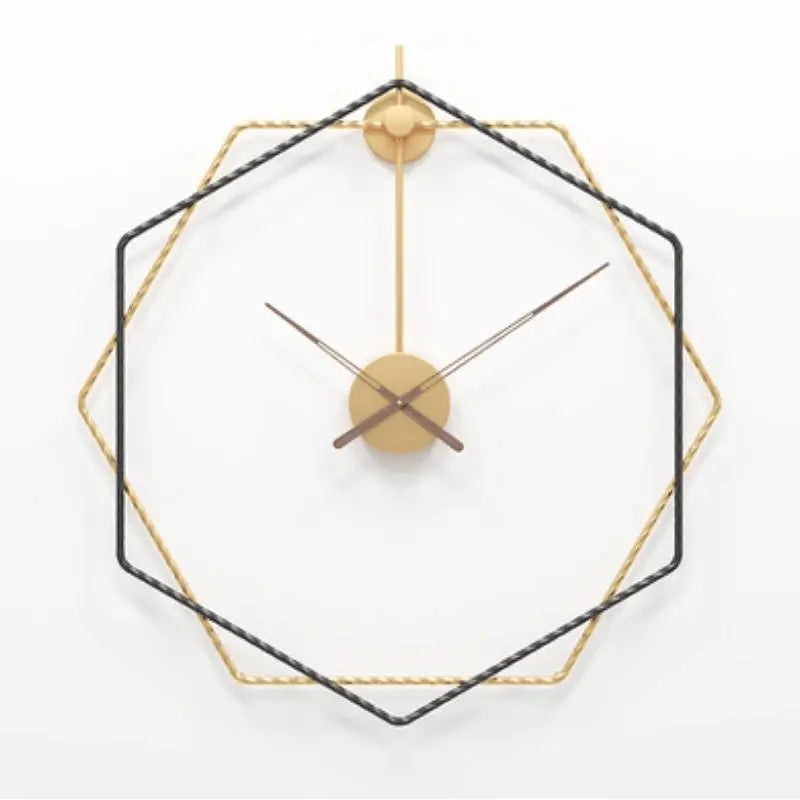 Octagon wall clock gold and black variant in a contemporary office setting