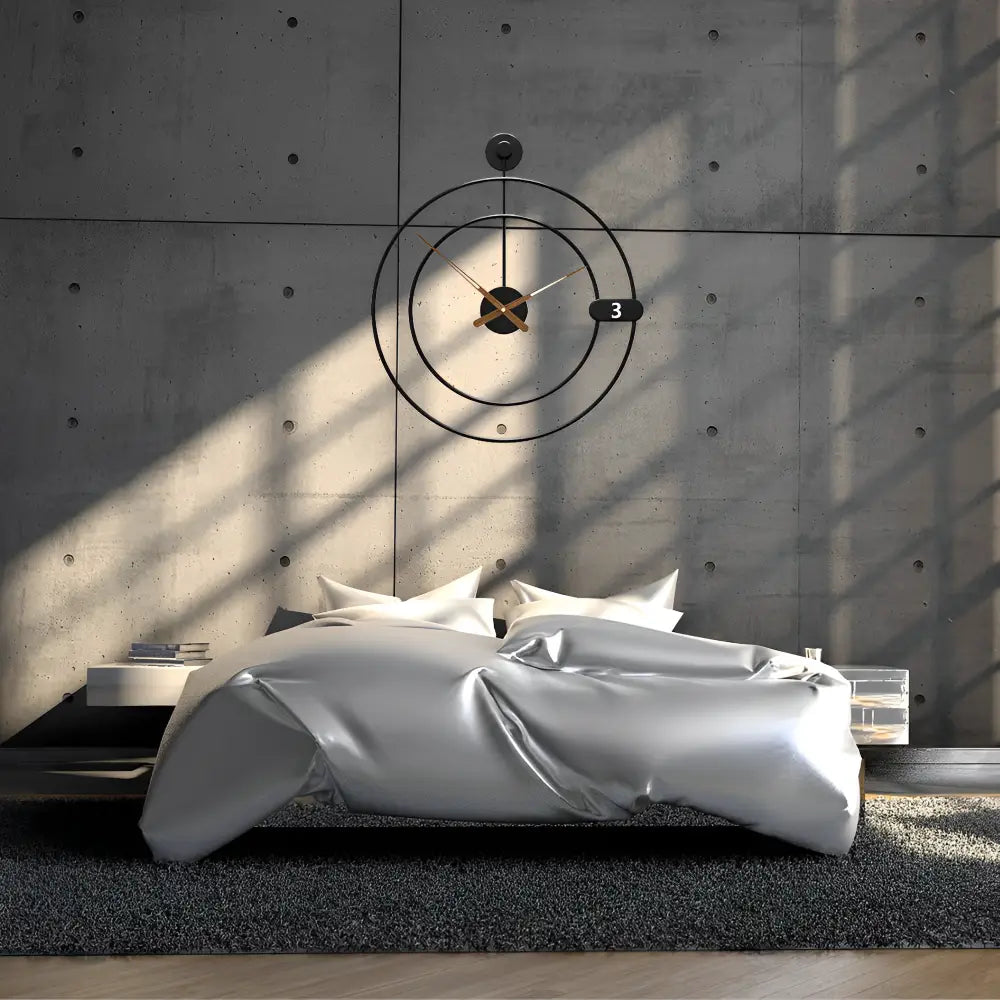 Close-up of silent quartz movement on the Orbital wall clock