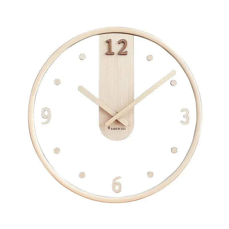 Original Japanese-Style Wooden Wall Clock - Silent 12 in
