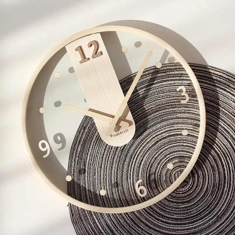 Original Japanese-Style Wooden Wall Clock - Silent 12 in