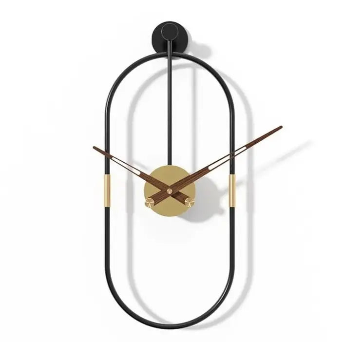 Oval Design Metal Wall Clock - Silent Analog, 9.4 x 22.4 in