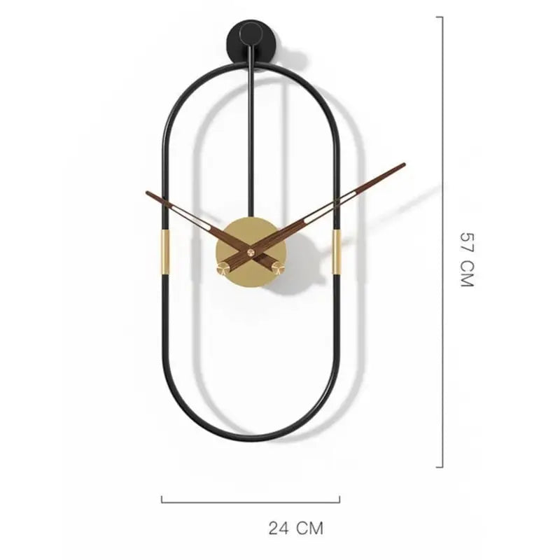 Oval Design Metal Wall Clock - Silent Analog, 9.4 x 22.4 in