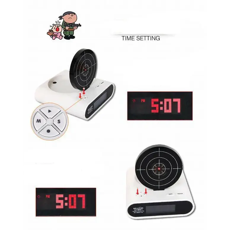 Pistol Target Alarm Clock - wall clock