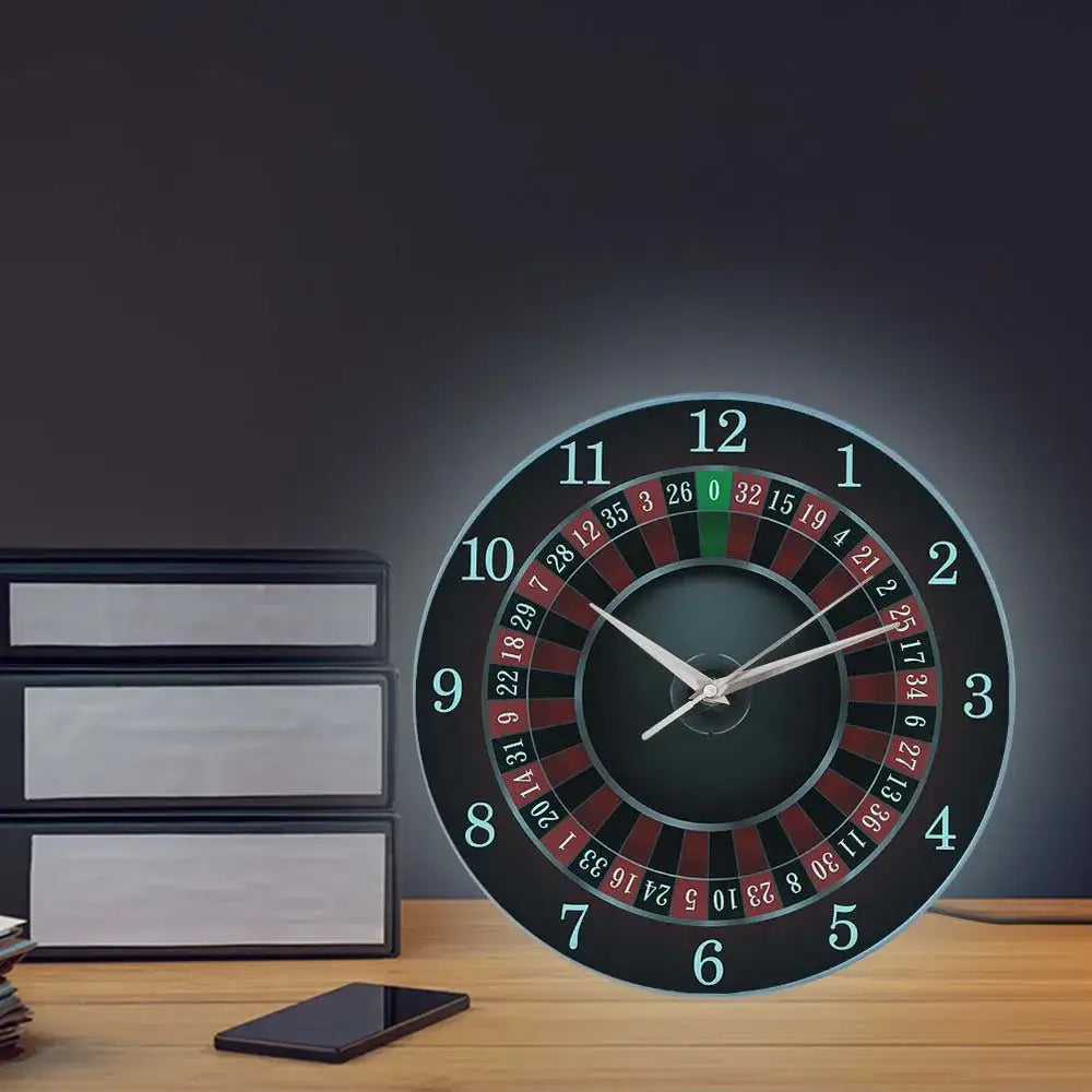 Poker Roulette Silent Wall Clock