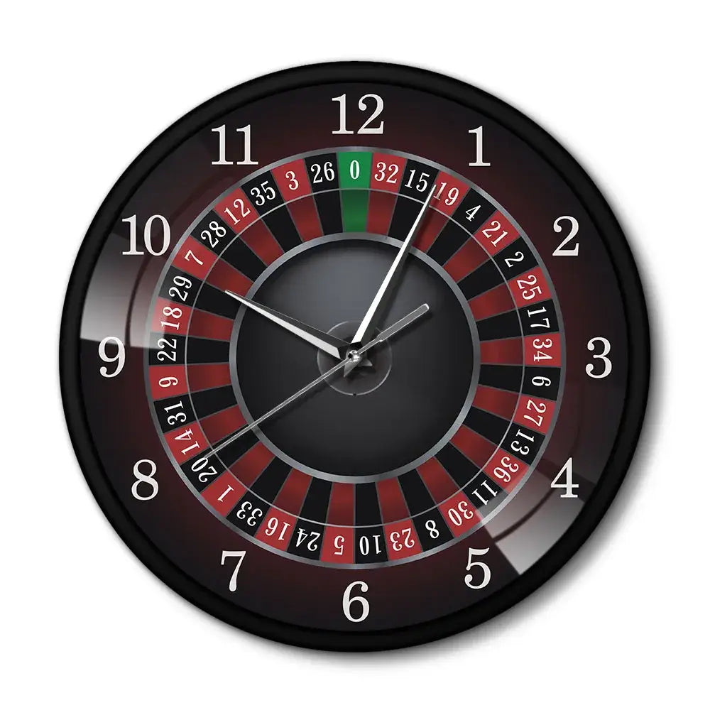 Poker Roulette Silent Wall Clock - Metal Frame