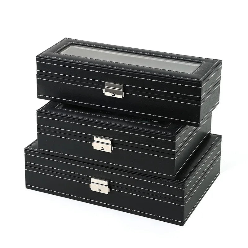 PU Leather Watch Box Organizer - 2 to 12 Slot Options