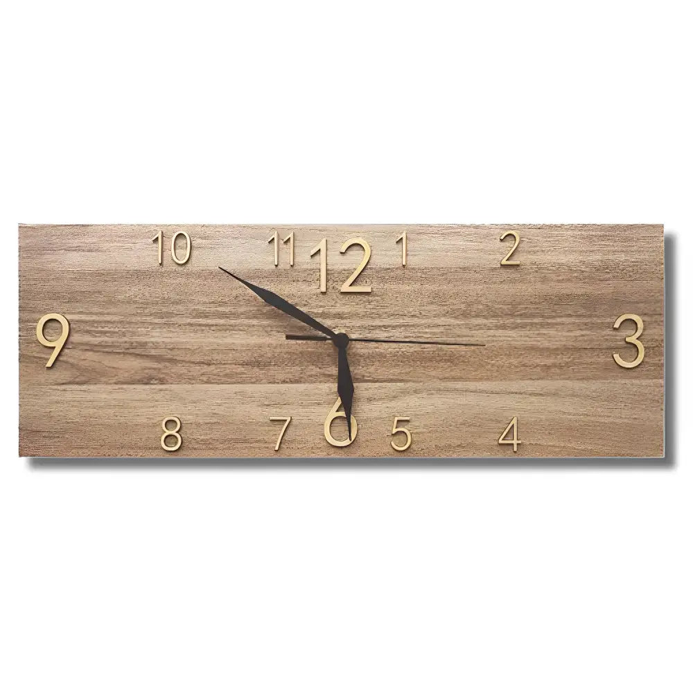 Rectangular Wood-Look Wall Clock - European Style